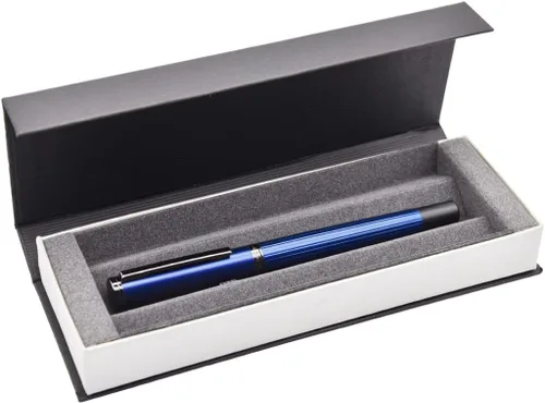 Vista 4 de Gullor Pluma estilográfica de metal con convertidor y caja de regalo, azul, punta fina