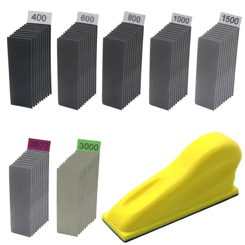 Vista 7 de WHLLING - Kit de lijadora manual de 70 piezas, micro lijadora de 3.5” x 1” para dedos, pequeña herramienta de lijado para espacios estrechos, papel