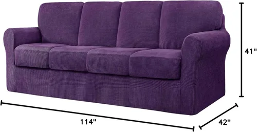 Vista 407 de CHUN YI Fundas para sofá de 7 piezas, lavables, fundas elásticas para sofá de 3 cojines con respaldo y fundas de cojín separados, protector