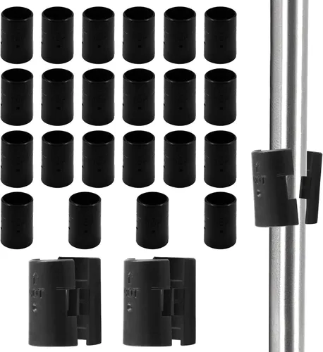 Vista 9 de 25 pares de clips de bloqueo de estante de alambre de 1/2 pulgada, clips de plástico de repuesto para estantes de manga negra para postes de menos