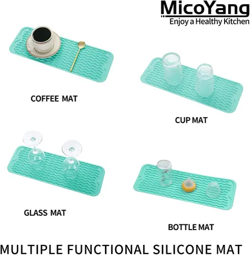 Vista 286 de MicoYang Alfombrilla de Silicona para Secar Platos de Múltiples Usos, Fácil de Limpiar, Ecológica, Alfombrilla de Silicona Resistente al Calor
