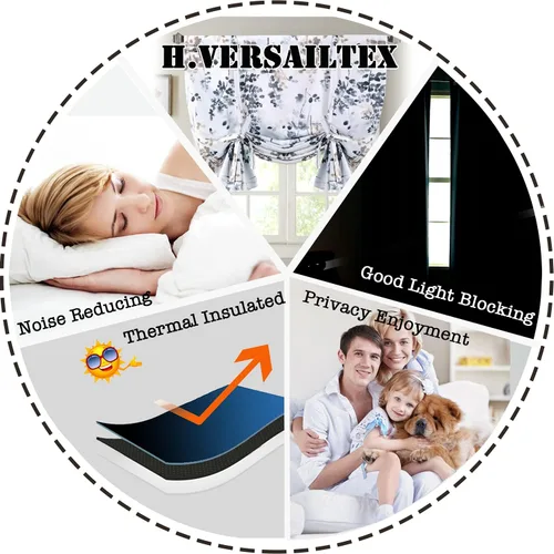 Vista 6 de H.VERSAILTEX Cortina Blackout con Cordón - Cortina Globo con Aislamiento Térmico para Ventana Pequeña, Cocina - Panel con Bolsillo para Barra, 42