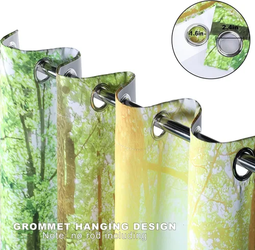 Vista 4 de Cortinas opacas de bosque de árboles verdes, decoración de bosque tropical brillante para decoración del hogar, dormitorio, sala de estar, comedor