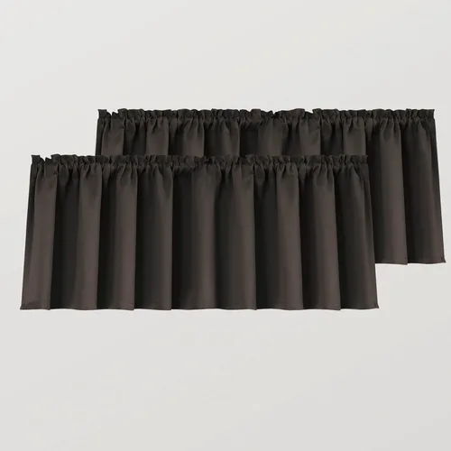 Vista 25 de Mrs.Naturall Juego de 2 cortinas de cenefa gris oscuro para ventana de cocina, paquete de 2 cenefas opacas para oscurecimiento de habitación