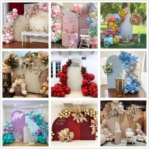 Vista 6 de Cubiertas de fondo de arco onduladas azules de 4 x 7 pies, cubiertas de paneles arqueados para bodas, fiestas de cumpleaños, decoración