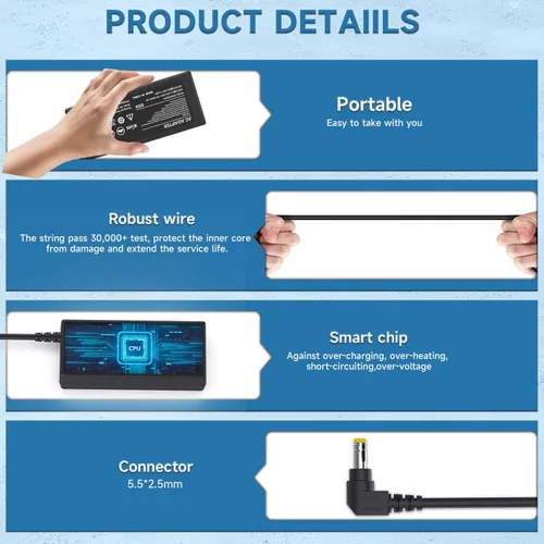 Vista 6 de Syfrufo Cargador compatible con Harman Kardon Onyx Studio 7 6 5 4 3 2 1 altavoz inalámbrico Bluetooth, adaptador de 19 V CA/CC para HKOS7BLKAM