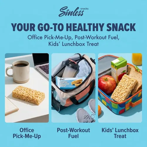 Vista 8 de Sinless Snacks Deliciosa barra de malvavisco Krisp - Bocadillo keto bajo en carbohidratos, 0.35 onzas de proteína, 0.07 oz de carbohidratos netos