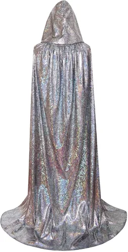 Vista 3 de GRACIN Capa de Halloween de longitud completa brillante con capucha para hombres y mujeres disfraz de Navidad Mardi Gras