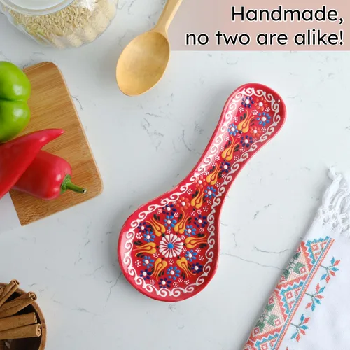 Vista 3 de Soporte de cuchara hecho a mano, soporte de cuchara de cerámica para estufa, soporte de cuchara de 10 pulgadas para encimera de cocina, soporte