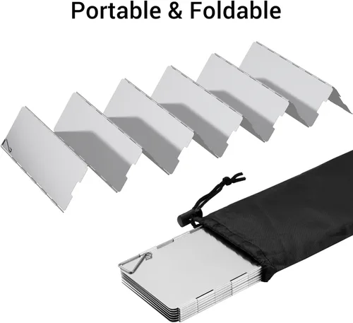 Vista 4 de Ohuhu - Parabrisas para estufa de campamento, pantalla de 8/10/12 placas de aluminio plegable portátil para camping, parabrisas, pantalla de viento