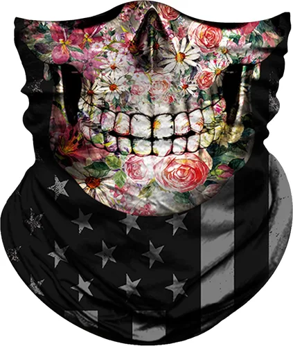 Vista 17 de Obacle Máscara facial de calavera para mujer, protección contra el polvo, viento, sol, rave, festival, equitación