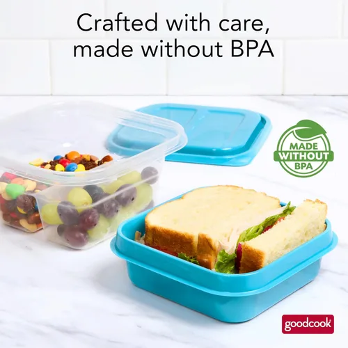 Vista 7 de GoodCook EveryWare Contenedores de almacenamiento de alimentos con tapas, juego de cubos de almuerzo de plástico sin BPA, perfectos para preparación
