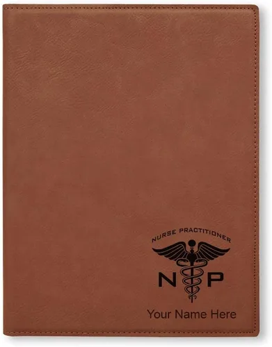 Vista 6 de Bloc de notas pequeño de 7 x 9 pulgadas, enfermera practicante NP, grabado personalizado incluido (negro con plata)