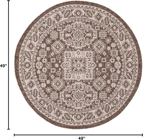 Vista 238 de Unique Loom Outdoor Aztec Collection Alfombra de área - Chalca (10 pies, redonda, azul/marfil)