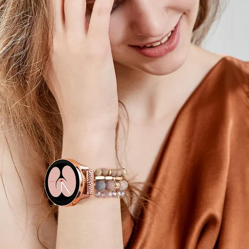 Vista 5 de VISOOM Beaded Boho Bracelet Compatible for Samsung Galaxy Watch 7/6/5/4 40/44mm Bands/Active 2 Watch 4 Classic 42mm Band Women, 20mm Handmade Marrón