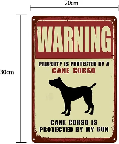 Vista 2 de Letrero de advertencia con bastón de advertencia de metal Corso para decoración de pared para puerta del hogar, decoración de patio al aire libre