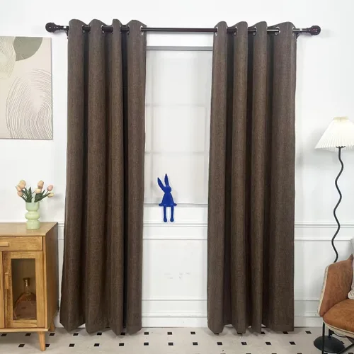 Vista 26 de INLINAS Cortinas opacas con textura anudada de lino sintético, 100% bloqueo de luz, reducción de ruido, ojales de tela de triple capa para Beige