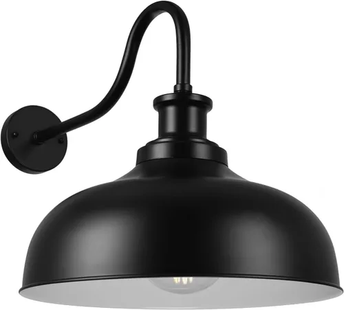 Vista 17 de Lámpara de Granero para Exteriores, Aplique de Pared Exterior con Cúpula de 16 Pulgadas Estilo Granja, Luminaria de Montaje en Pared Exterior