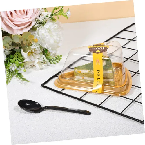 Vista 3 de STOBAZA 50 unidades de calcomanías triangulares para tartas y postres de panadería para llevar bodas, cumpleaños y celebraciones para rebanadas