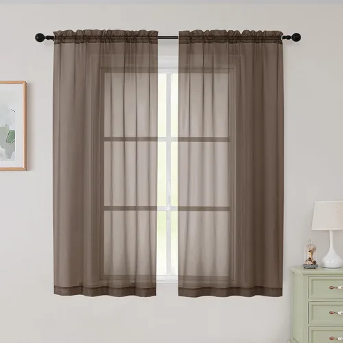 Vista 287 de 2 paneles de cortinas traslúcidas blancas para dormitorio, sala de estar, 96 pulgadas de largo, modernas, suaves, ligeras, con bolsillo para barra