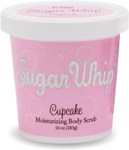 Primal Elements Sugar Whip Exfoliating Scrub, limpiador corporal y facial para una suavidad sedosa, hidrata todo tipo de piel, 10 onzas, cupcake, 10