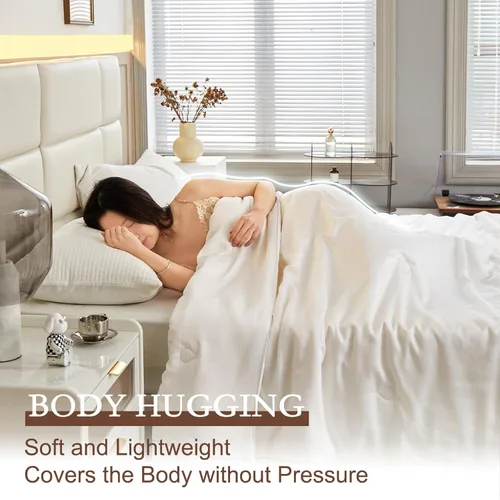 Vista 4 de YOUR MOON Edredón lujoso de seda de morera de hebra larga para verano/primavera, tamaño Queen, edredón ligero, 100% seda natural, ropa de cama