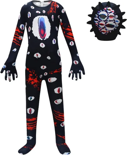 Vista 2 de Halloween Monster Costume for Boys Horror Game Costume Kids Scary Jumpsuit with Mask 5-12 Years