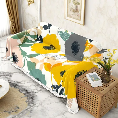 Vista 2 de Funda de sofá con estampado floral, fundas de sofá para sillón, funda resistente a las manchas, protector universal de muebles