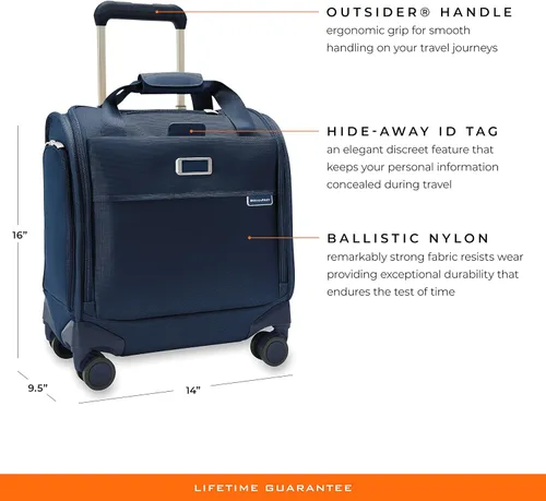 Vista 2 de Briggs & Riley Spinner, Azul Marino, 16-inch Baseline Cabin Bag, Cabina giratoria