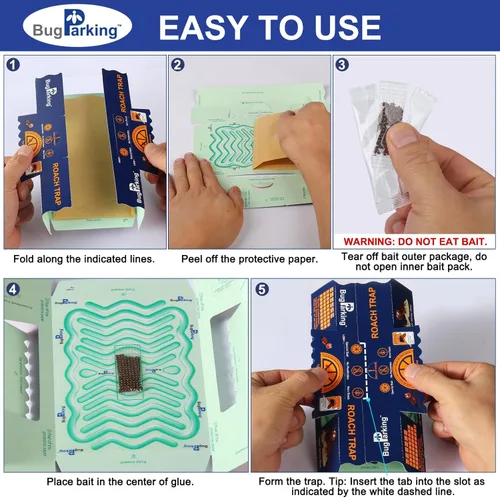Vista 4 de Trampas adhesivas para cucarachas para interiores, trampas de pegamento para cucarachas, trampa para cucarachas, trampa para cucarachas