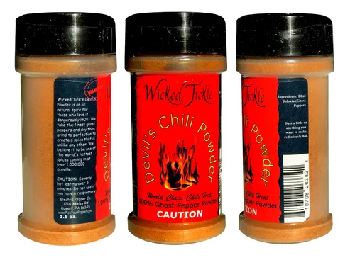 Vista 5 de Wicked Reaper Extreme Chili Powder Gift Set, paquete de 3 – Ghost, Scorpion, Carolina Reaper, botellas de 2 onzas