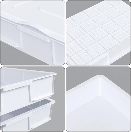 Vista 3 de Paquete de 4 bandejas de caja de prueba de masa de pizza comercial con tapa, contenedor de plástico para masa de pizza