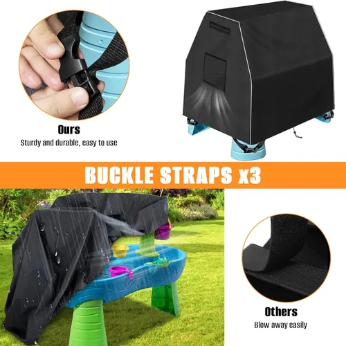 Vista 5 de Kovshuiwe Cubierta para mesa de agua para niños, apta para mesa de agua Step2, lluvia y estanque, 420D, impermeable, a prueba de polvo, anti-UV