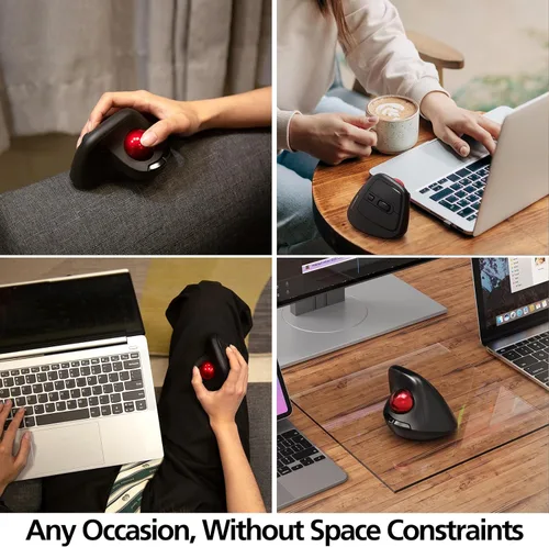 Vista 5 de MicroPack Ratón inalámbrico ergonómico con Trackball y 5 DPI ajustables, fácil control del pulgar, seguimiento preciso y suave. Ratón Bluetooth