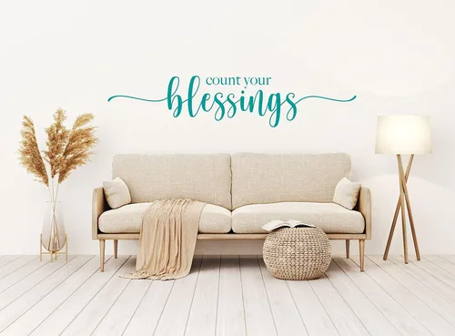 Vista 7 de Calcomanía de vinilo religioso para pared, cita inspiradora, cuenta tus bendiciones, decoración para el hogar o la iglesia para dormitorio, sala
