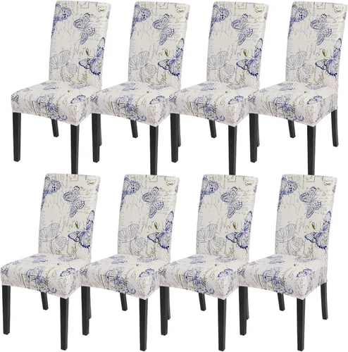 Vista 47 de SearchI Juego de 2 fundas elásticas para sillas Parsons de comedor, fundas elásticas con estampado de elastano, extraíbles, lavables, fundas