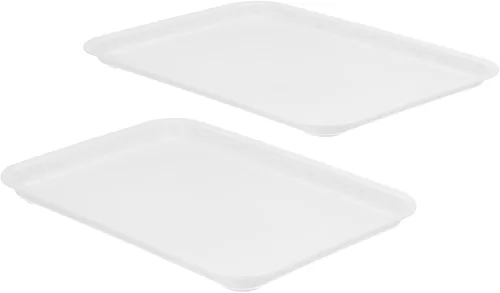 Vista 6 de PATIKIL Bandeja de comida rápida de 12 x 9, paquete de 2 bandejas rectangulares reutilizables de plástico multiusos para cafetería, restaurante, Azul