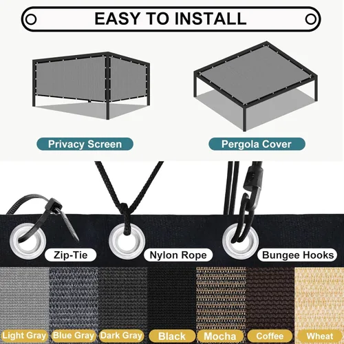 Vista 7 de Shade&Beyond - Tela de sombra con 90% de protección solar y ojales, toldo para pérgola, protector solar de lona de malla para patio, exteriores