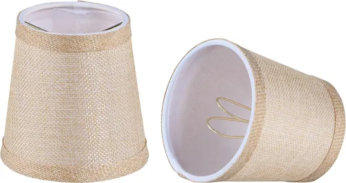 Aspen Creative 51019-2, pantalla de araña de transición con clip imperio, tela con textura de lino dorado, parte superior de 3 pulgadas x 4 pulgadas