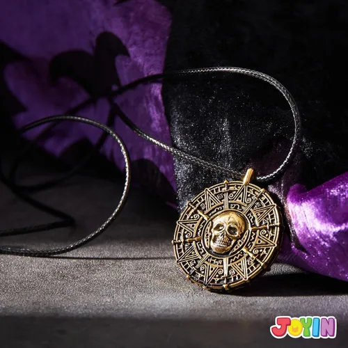 Vista 7 de Spooktacular Creations Collar de moneda de pirata de Halloween, collar de calavera pirata, accesorios para hombres y mujeres, disfraz de Halloween