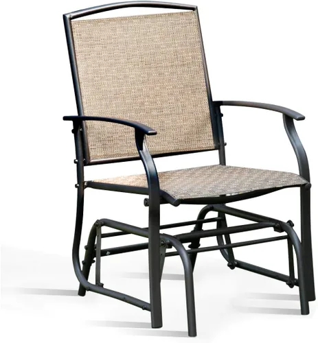 Giantex Silla mecedora para exteriores con marco de metal resistente y tela de malla transpirable, mecedora de porche para césped, jardín, porche,
