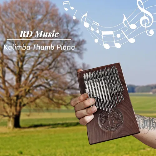 Vista 5 de Hluru Kalimba de 24 teclas, piano cromático profesional con semitonos, piano de dedo de nogal macizo Mbira, instrumento musical, regalo