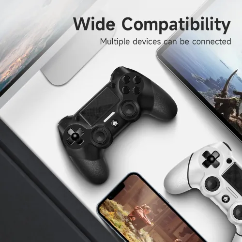 Vista 4 de AceGamer Paquete de 2 para controlador PS4, controlador inalámbrico para PS4/Pro/Slim/PC, con agarre antideslizante de ambos lados y cable USB-C