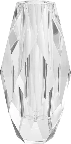 Kitcom Jarrón de cristal para flores de 12 pulgadas, diseño multifacético, decoración de Navidad para el hogar, boda o regalo, color transparente