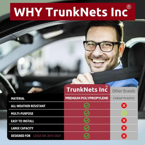 Vista 6 de Red de carga elástica para maletero estilo sobre para Lexus NX 2015-2025 – Organizador y almacenamiento de maletero premium – Red de equipaje