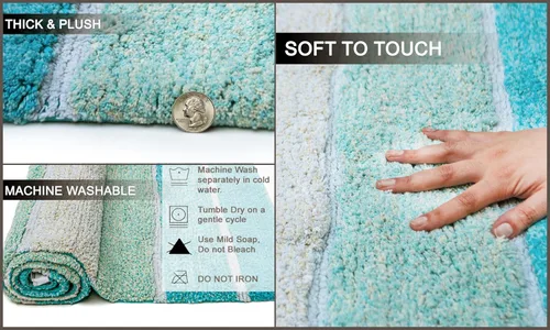 Vista 5 de Alfombra de baño Chardin Home, 100 % algodón, 2 piezas (21 x 34 pulgadas y 17 x 24 pulgada)