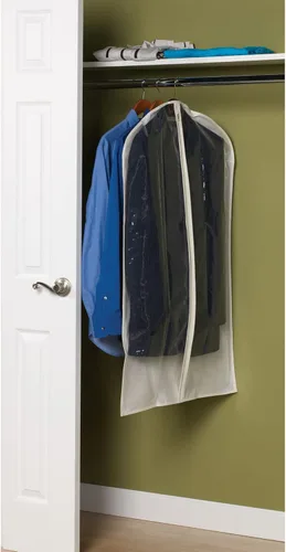 Vista 3 de Household Essentials 311393 Hanging Garment Bag Suit and Jacket Protector Natural Cotton Canvas with Clear Vinyl Cover, Off-White (Pack of 12)