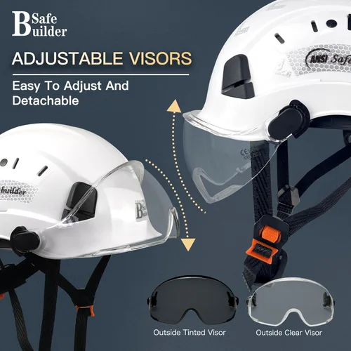 Vista 8 de Casco de Seguridad de Construcción con Visera Casco Duro ABS Cascos Duros de Ventilación Ajustable Protección de Cabeza de Trabajo Industrial