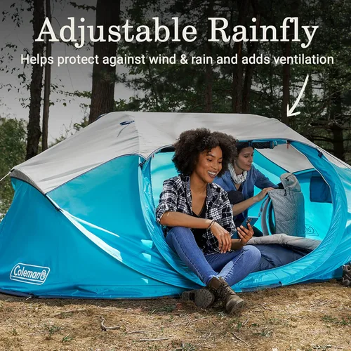 Vista 3 de Coleman Pop-Up Instant Tent Sets Up in 10 Seconds, Portable & Lightweight 2/4 Person Weatherproof Camping Tent with Adjustable Rainfly