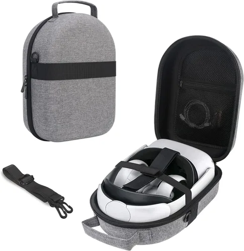 BOVKE VR Oculus Quest 2 - Funda rígida de transporte para Meta Quest 2 con auriculares de realidad virtual y controladores táctiles bolsillo de